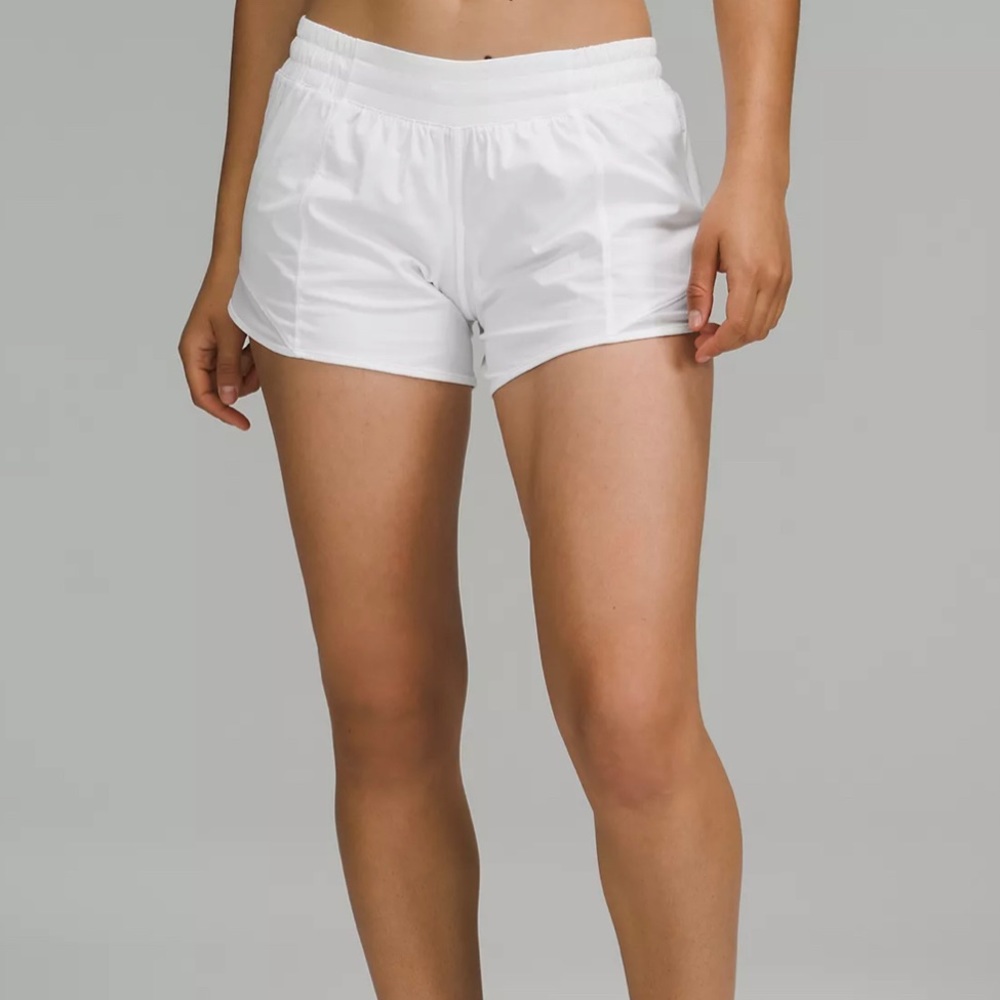 White Lululemon Hotty Hot Low-Rise Lined Short 4"